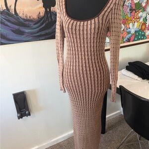 Elegant Brown Knit Dress
